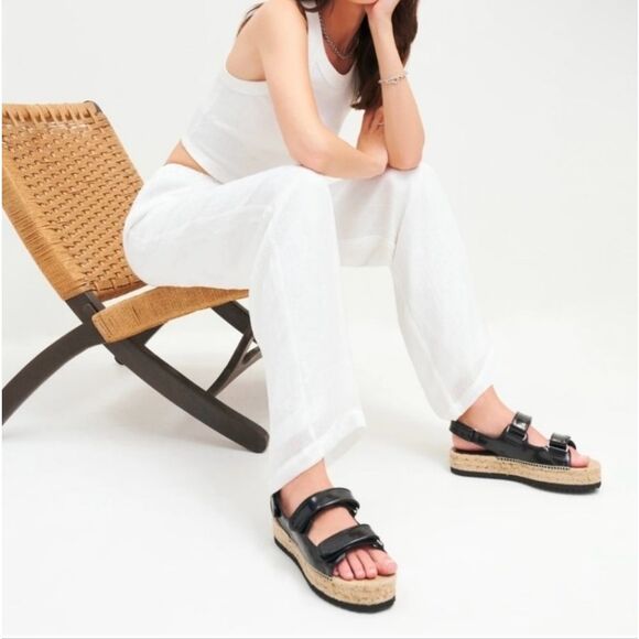 Reformation Black Platform Sandals Size 8 - Picture 3 of 5